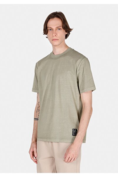 Colin's Tricou verde cu mânecă scurtă pentru bărbați, cu gât rotund, cu potri...
