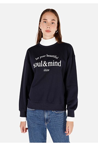 Colin's Normal Kesim Baskılı Lacivert Kadın Sweatshirt Cl1071106