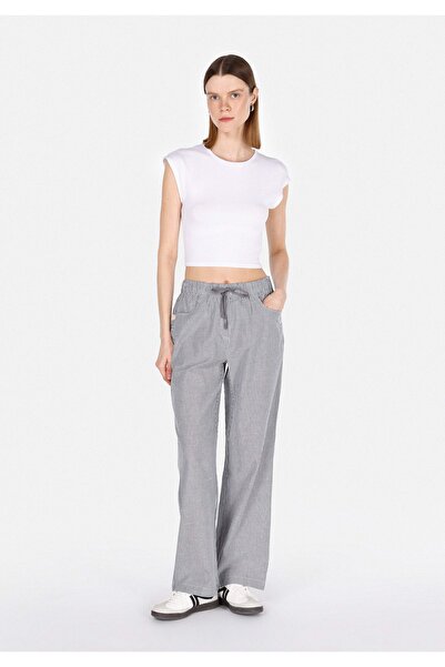 Colin's Γυναικείο ανθρακί παντελόνι Straight Fit ψηλόμεσο με φαρδύ πόδι