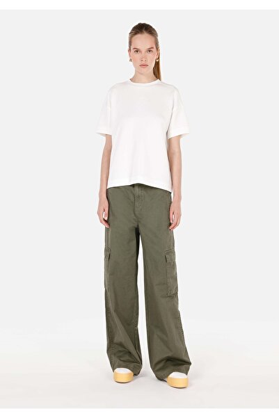 Colin's بنطلون أخضر نسائي ذو قصة عادية وخصر عالي وواسع الساق وجيب كارجو