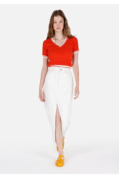 Colin's Slim Fit Düz Fermuarlı Kadın Beyaz Etek