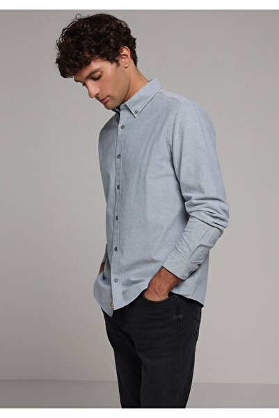 Colin's Regular Fit Shirt Neck Düz Erkek Yeşil Uzun Kol Gömlek