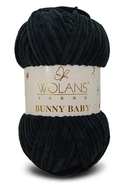 WOLANS Μαύρο μαλακό βελούδο 410 Model Bunny Baby Toy - 100gr 120mt Πλεκτό νήμα