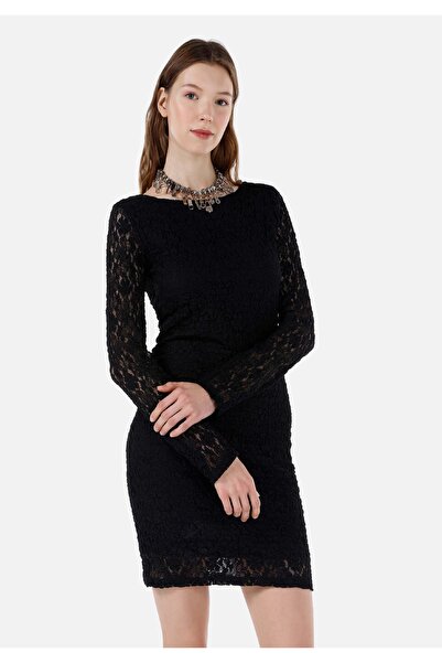 Colin's فستان نسائي أسود طويل الأكمام بقصة ضيقة