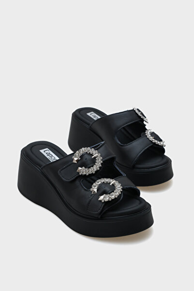 Capone Outfitters Γυναικείες παντόφλες Charm Γνήσιο Δερμάτινο Σφήνα με Πέτρα ...