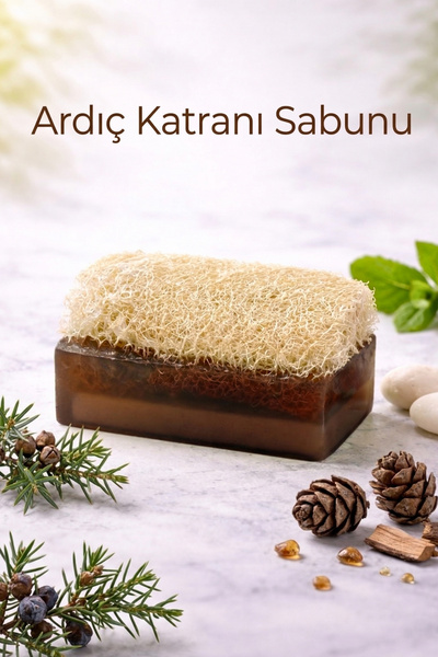 bermark El Yapımı Doğal Kabak Lifli Ardıç Katranı Sabunu 1 Adet 110 Gr