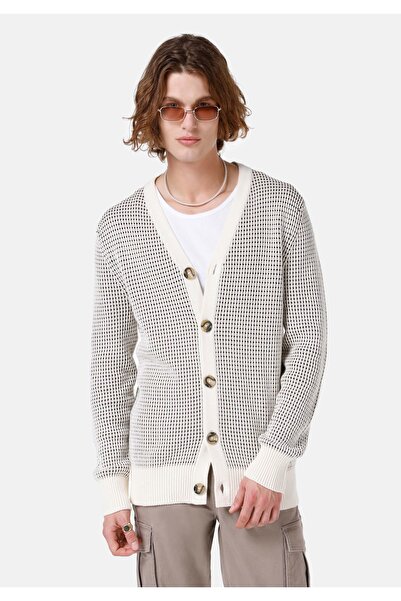 Colin's Regular Fit Buttoned Men's White Cardigan