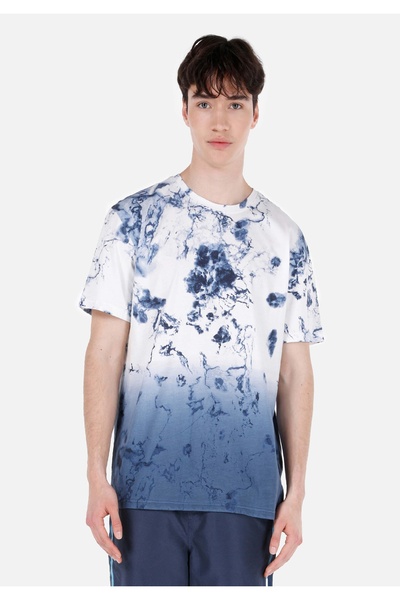 Colin's Tricou alb cu mânecă scurtă cu imprimeu cu decolteu rotund pentru băr...
