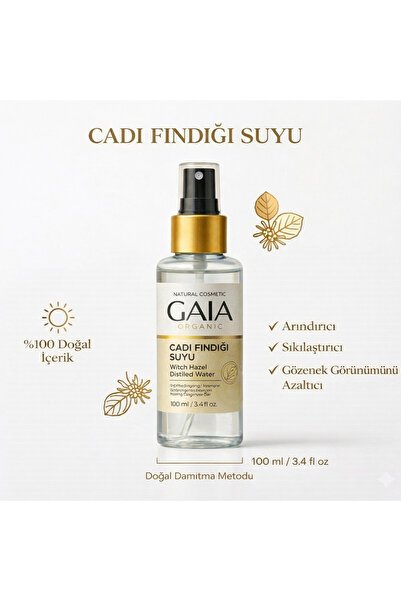 Gaia Organic Cadı Fındığı Suyu – Gözenek Sıkılaştırıcı, Arındırıcı Doğal Toni...