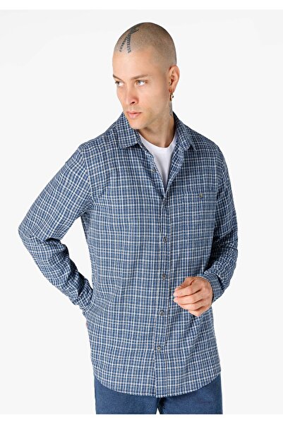 Colin's Сlim Fit Shirt Neck Карли Чоловіча Синя Сорочка З Довгими Рукавами