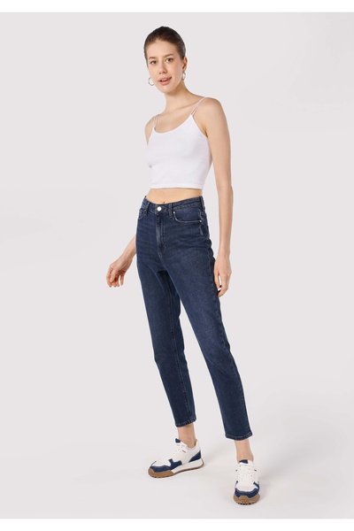 Colin's Mom Fit Висока талия, стесняващи крачоли, женски сиви дънки