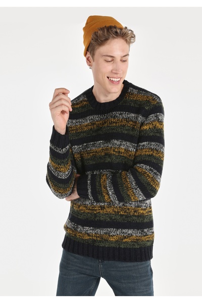 Colin's Regular Fit Yuvarlak Yaka Jakarlı Erkek Çok Renkli Kazak