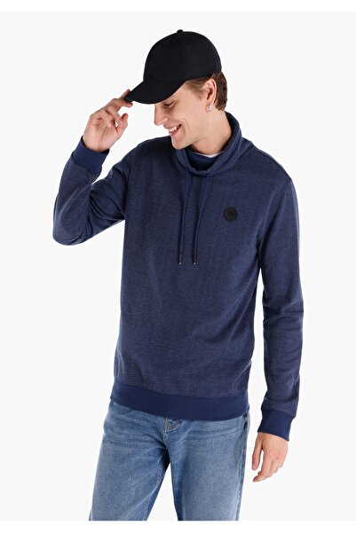 Colin's Regular Fit Turtle Neck Plain Men's Blue Long Sleeve T-Shirt