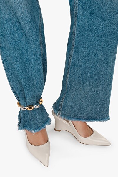 Shoeberry Дамски обувки Gigi в цвят екрю с дебел ток тип стилето