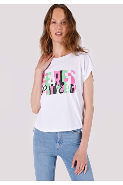 Colin's Tricou alb pentru femei - mâneci