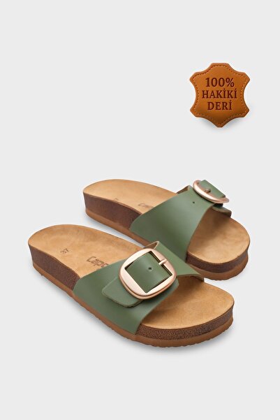 Capone Outfitters Δερμάτινες παντόφλες Lee με μεγάλη ανατομική σόλα από φελλό