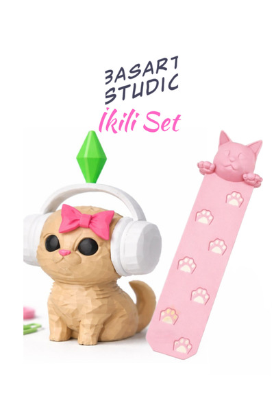 Basart Sims Viral Plumbob Kedi Biblo - 3D Tasarım Dekoratif Figür