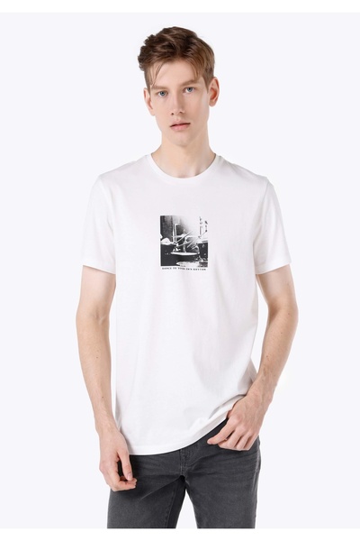 Colin's Ανδρικό λευκό μπλουζάκι - μανίκια