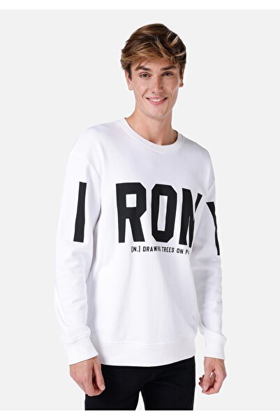 Colin's Comfort Fit Erkek Baskılı Beyaz Sweatshirt