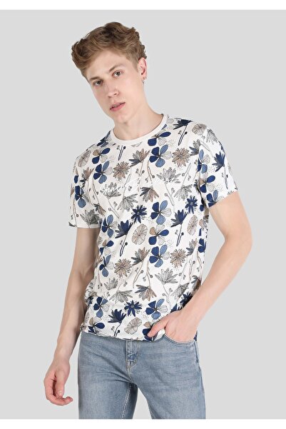 Colin's Tricou cu mânecă scurtă cu imprimeu alb cu guler rotund pentru bărbaț...