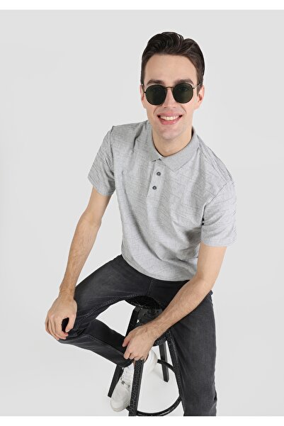 Colin's Regular Fit Polo Neck Plain Men's Gray Short Sleeve T-Shirt