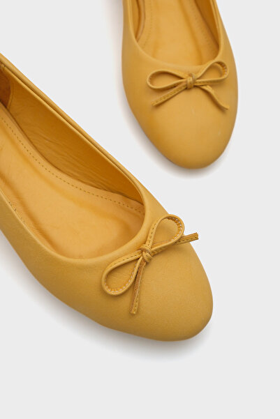 Capone Outfitters Genuine Leather Bow Round Toe Women's Ballerinas