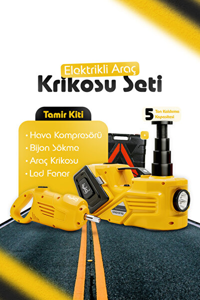 EN SİGA Elektrikli Araç Krikosu Seti 5 Ton Kaldırma Bijon Sökme Kompresör Fen...