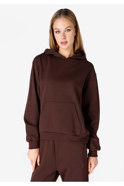 Colin's Regular Fit din material subțire cu glugă Hanorac maro uni pentru femei