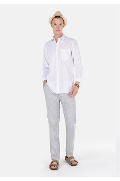 Colin's بنطلون رجالي من الكتان ذو قصة عادية وخصر متوسط ​​ومقدمة مستقيمة باللو...