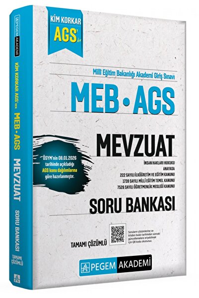 Pegem Akademi Yayıncılık MEB AGS Kim Korkar Mevzuat Soru Bankası Anayasa 222 ...