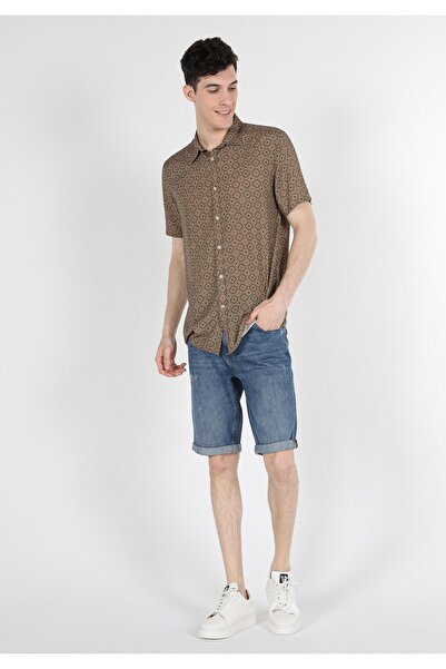 Colin's Regular Fit Shirt Neck Printed Men's Beige Short Sleeve Shirt
