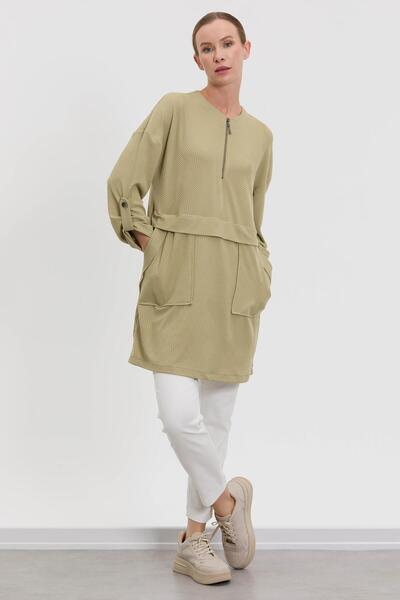 MELIDIA M10024 Allerli Tunik / YAĞ YEŞİLİ