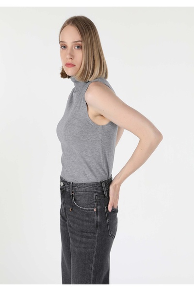 Colin's Дамски пуловер с обикновена кройка, с обло деколте и сив цвят