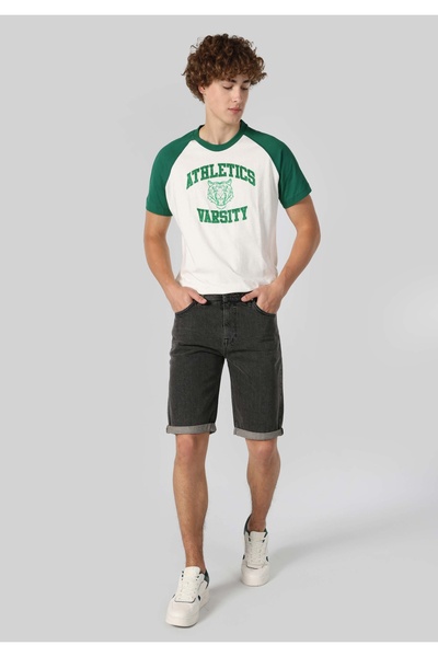 Colin's Ανδρικό γκρι τζιν σορτς με κανονική εφαρμογή στη μέση