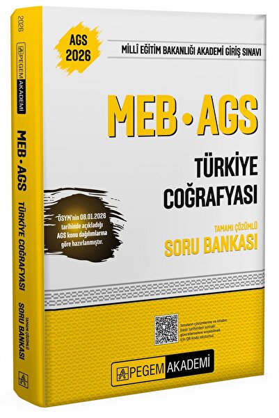 Pegem Akademi Yayıncılık 2026 MEB AGS Soru Bankası Tamamı Çözümlü Türkiye Coğ...