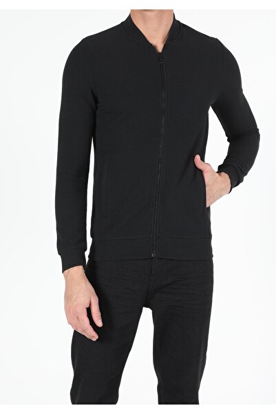 Colin's Cardigan negru pentru bărbați, cu fermoar, croială normală