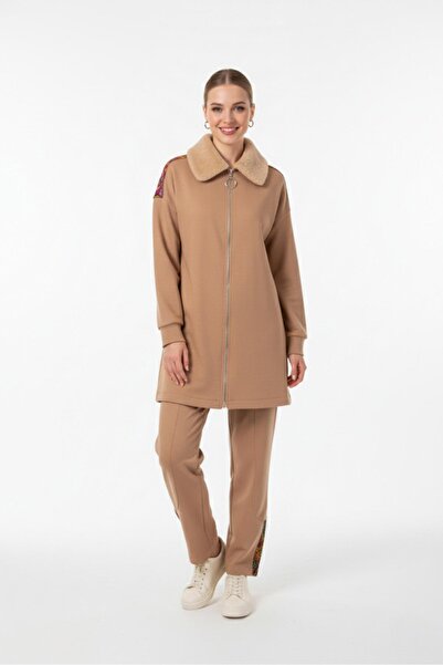 MELIDIA A419355 Aguaje Jakar Garnili Pantolonlu Takım / CAMEL