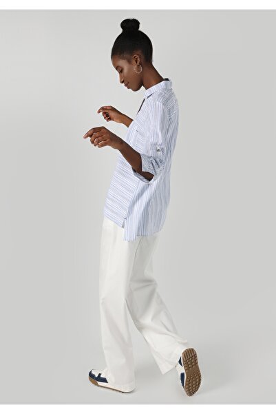 Colin's Blue Striped Regular Fit Women's Blouse - Long Sleeve