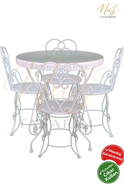 Ferforje Naz tasarım Naz Tasarım Ferforje Masa & Sandalye Takımı 1+4 Beyaz