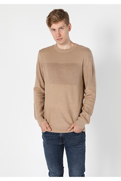Colin's Regular Fit Round Neck Men's Beige Sweater