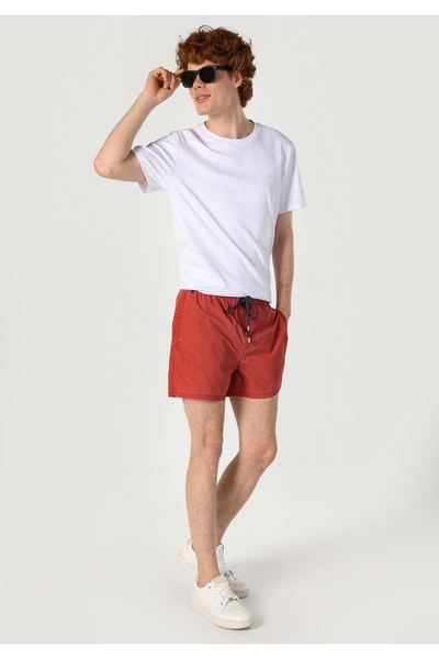 Colin's Slim Fit Düz Astarlı Erkek Kirmizi Deniz Şortu