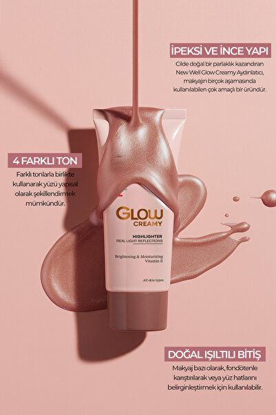 New Well Glow Creamy Highlighter Doğal Işıltılı Krem Aydınlatıcı 30 ML Sandstone 04