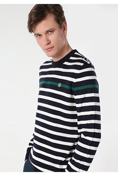 Colin's Pulover pentru bărbați cu dungi albastru bleumarin, cu croiala normală