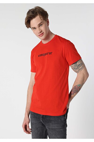 Colin's Regular Fit Printed Crew Neck Red Men's Short Sleeve T-Shirt Cl 1062741