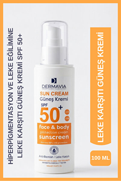 Dermavia Spf 50 Yüz Ve Vücut Koruma Leke Karşıtı Güneş Kremi 100 ml - Suya Da...