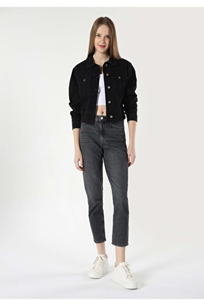 Colin's Mom Fit Висока талия, стесняващи крачоли, дамски черни дънки