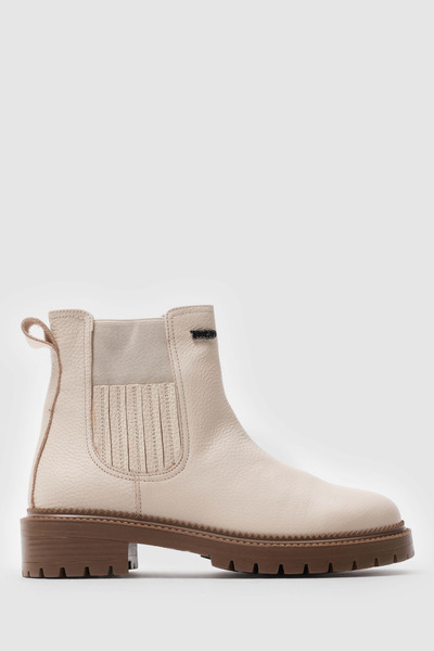TOGO Bej Floater Hakiki Deri Kadın Kısa Chelsea Bot [060174]