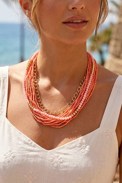 PETEK AKSESUAR ÇOKLU BONCUK ZİNCİR KOLYE