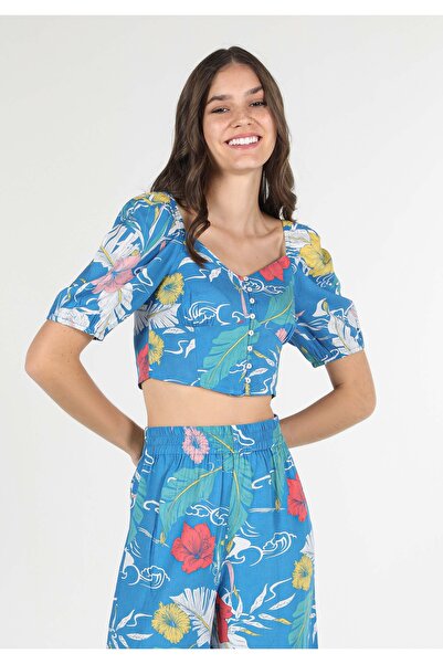 Colin's εφαρμοστό Γυναικείο πολύχρωμο πουκάμισο καρπούζι με λαιμόκοψη V