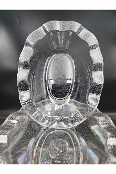 14Süs Mika Lüks Plastik Salata Kasesi Simli Gümüş 3 Adet